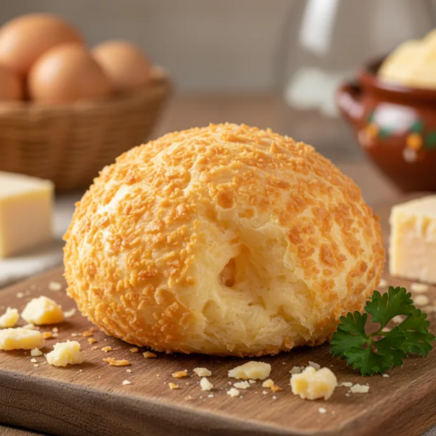 Pão de queijo Donna Dirce dourado, aberto