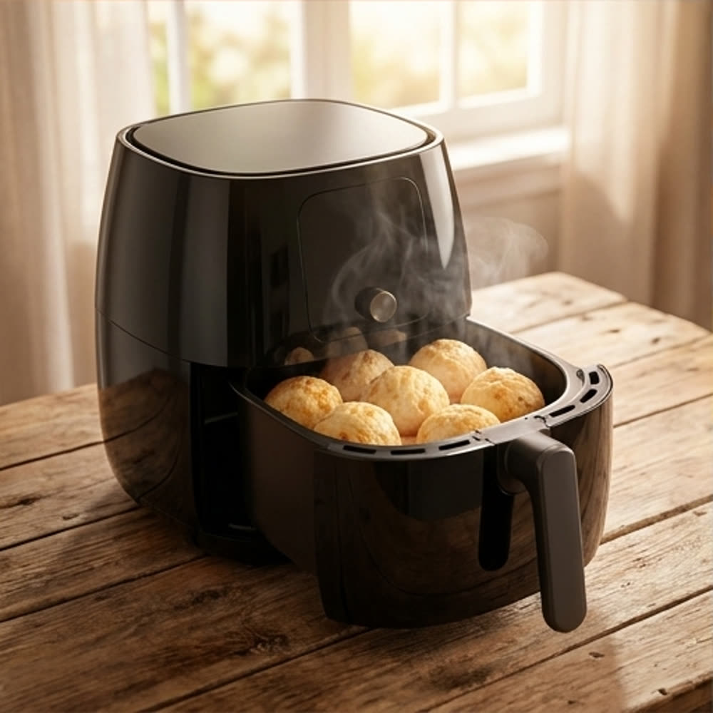 Pão de queijo Maricota saindo da air fryer